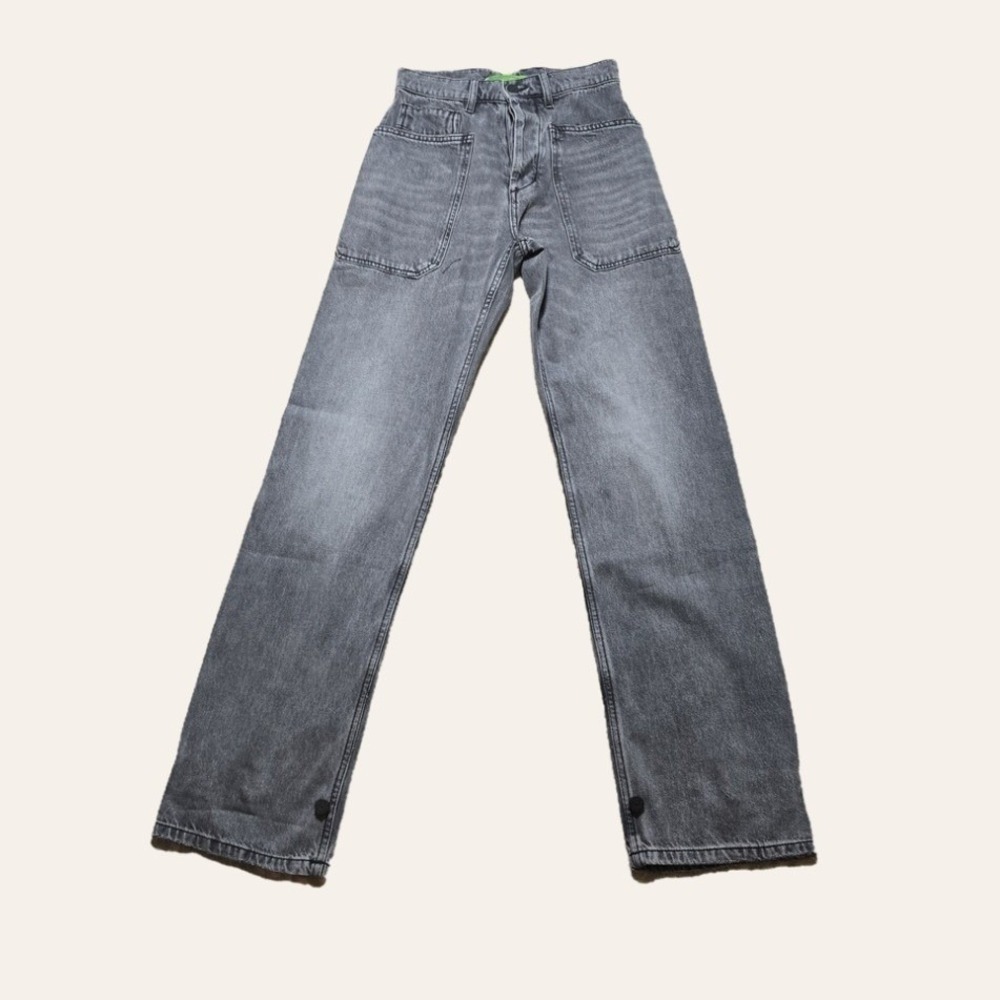 SR vs Sandrine Rose Jeans Women 24 The Virgin Label Gray Utility Cargo Snap Cuff
